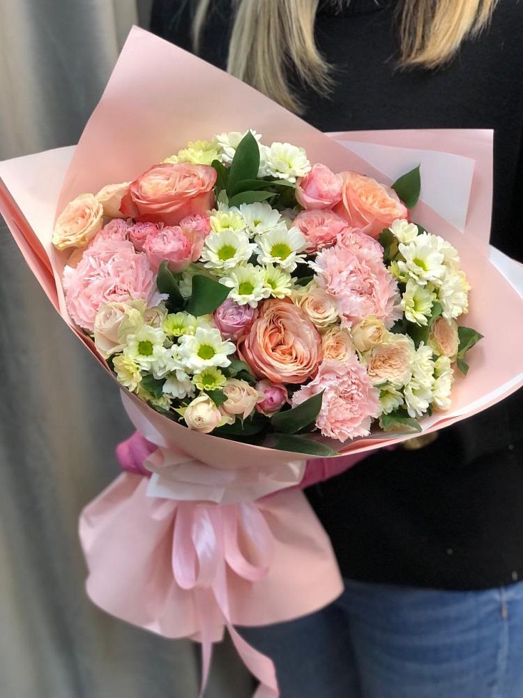 Букет цветов из: Гвоздики, Розы и Хризантемы в Паниково