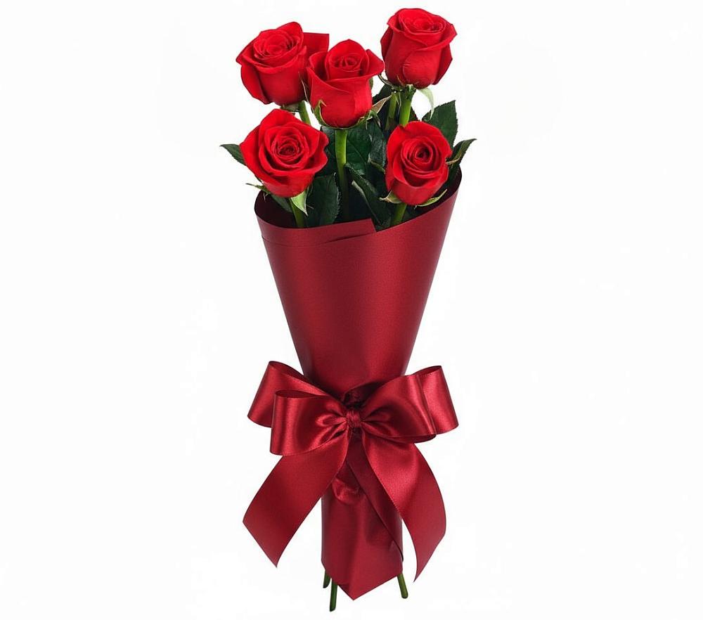 Букет 5 Красных роз Эдлесс Лав в Паниково