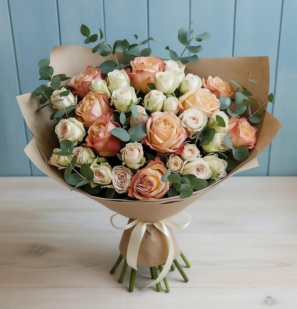 Букет цветов из: Альстромерии и Розы в Паниково