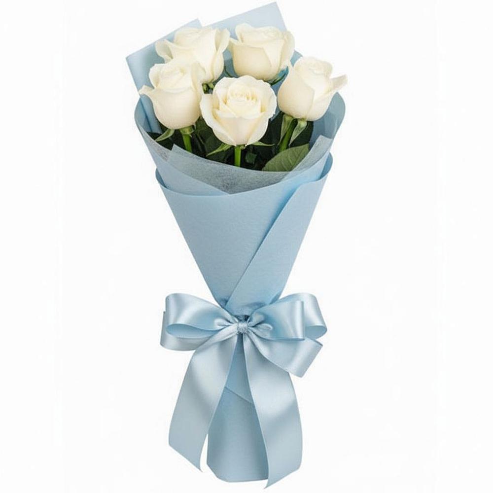 Букет 5 Белых роз Проуд в Паниково