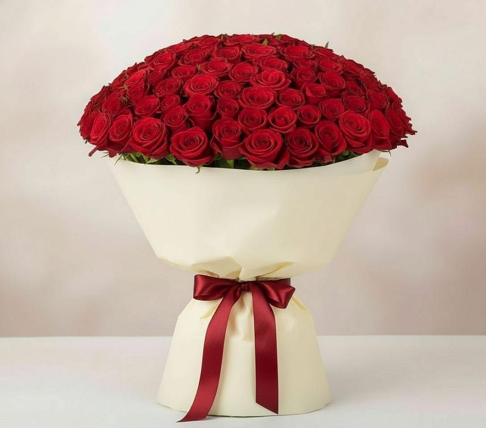 Букет 101 Красная роза Милано в Паниково