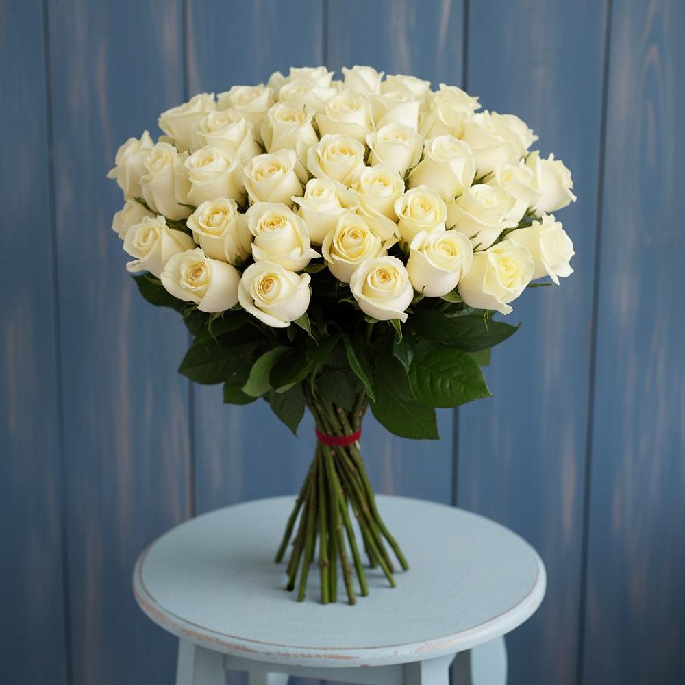 Букет 51 Белая роза Эдлесс Лав в Паниково