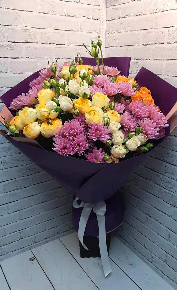 Букет цветов из: Хризантемы и Розы в Паниково