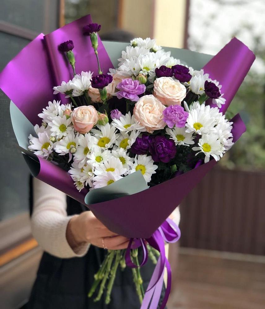 Букет цветов из: Хризантемы, Гвоздики и Розы в Паниково