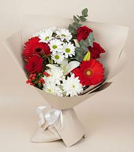 Букет цветов из:  Розы, Хризантемы, Герберы и Лилии в Паниково