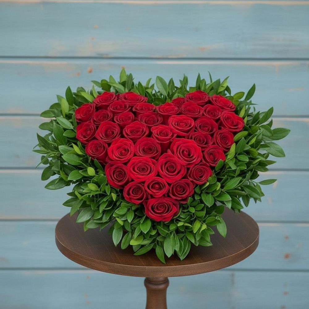 Цветочная композиция из Розы в виде сердца в Паниково