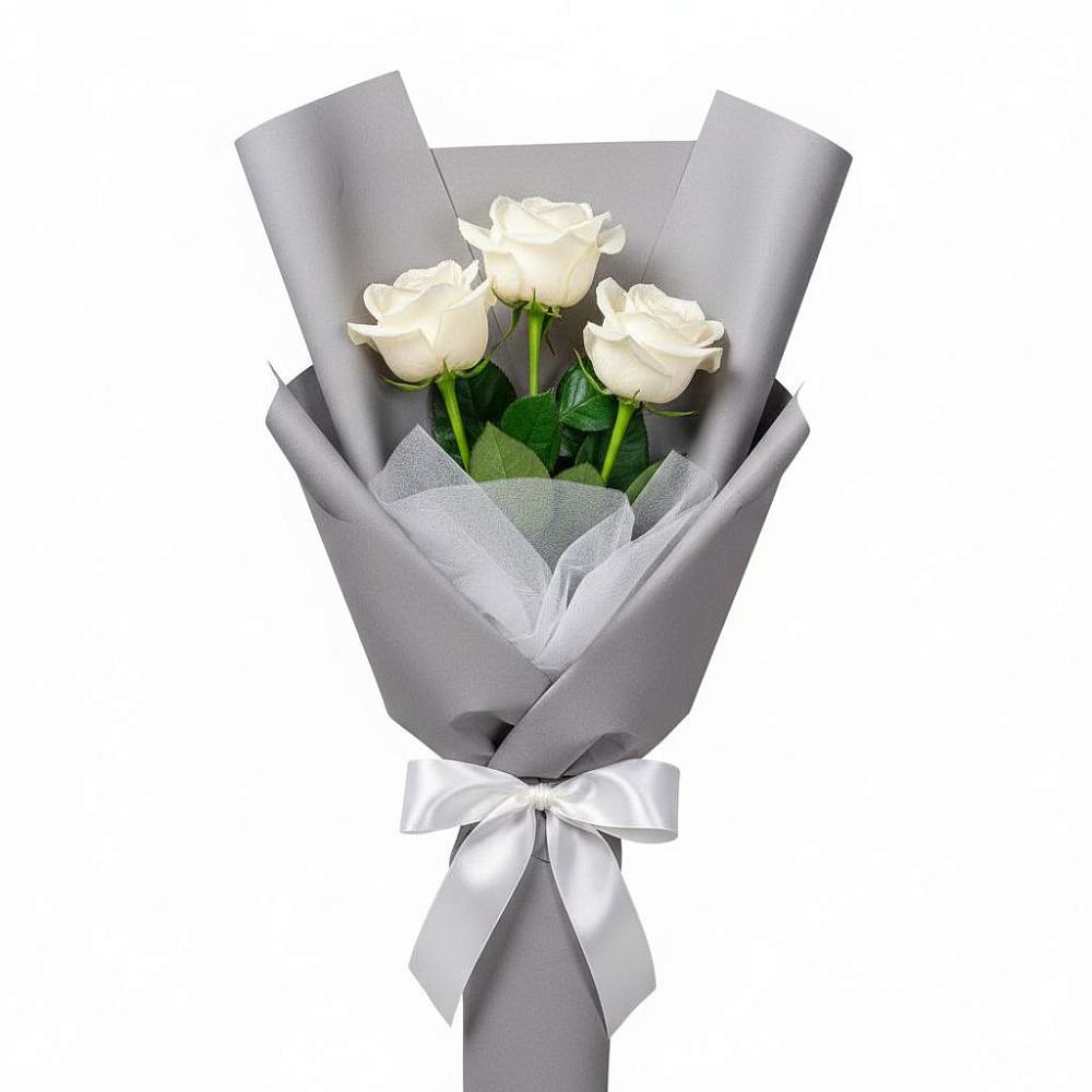 Букет 3 белые розы в Паниково