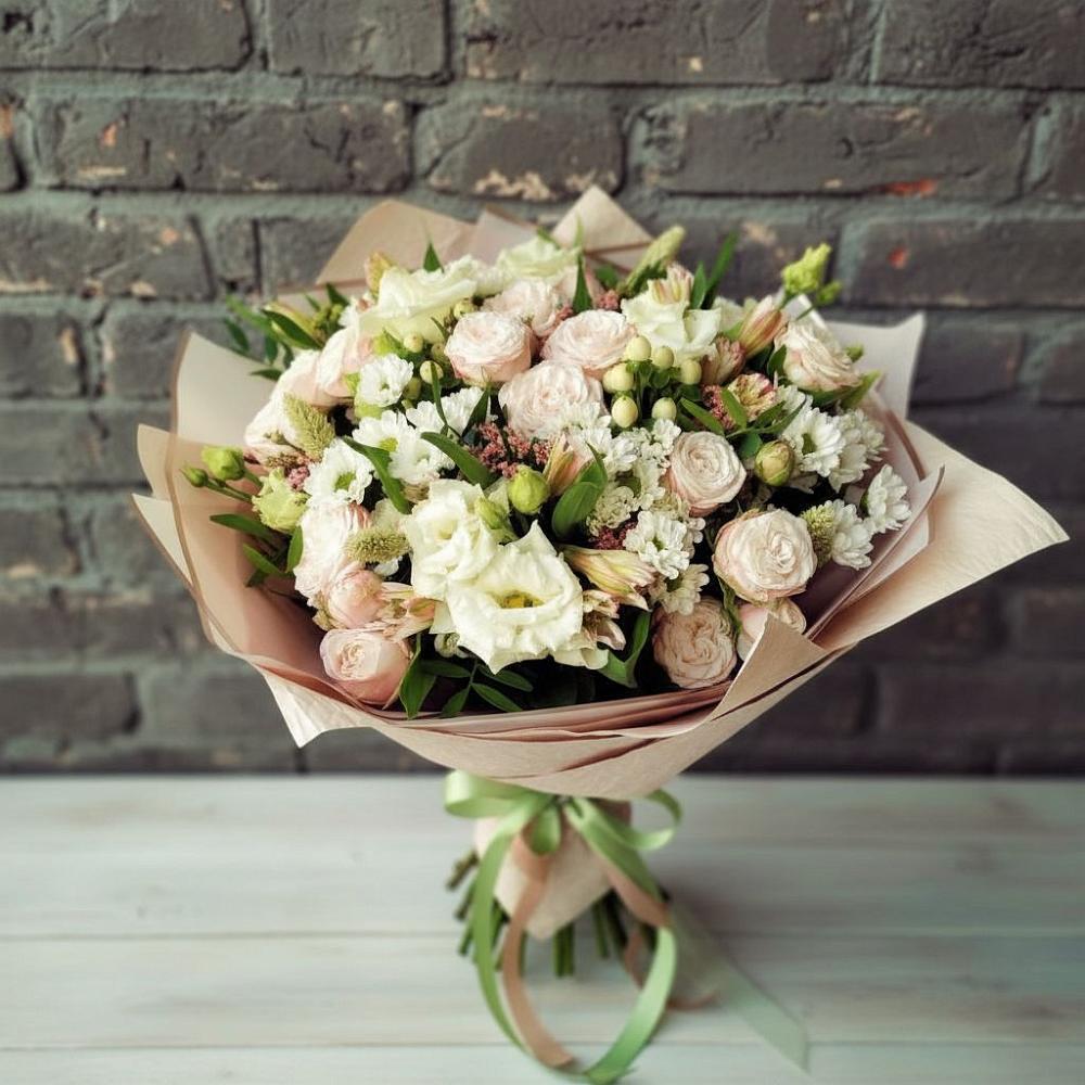 Букет цветов из: Альстромерии, Розы и Хризантемы в Паниково