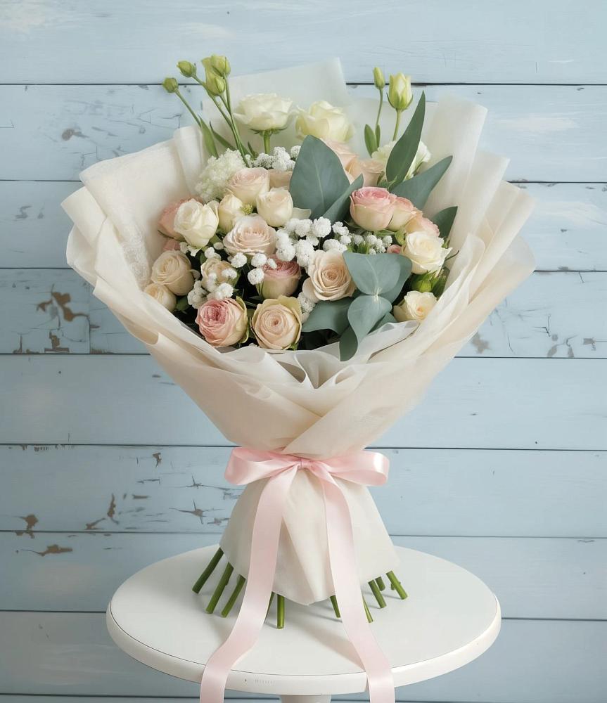 Букет цветов из: Розы и Лизиантусы в Паниково