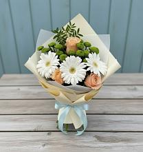 Букет цветов из:  Герберы, Розы и Хризантемы в Паниково